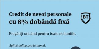 Banca Transilvania oferă discount la creditul de nevoi personale cu rate fixe
