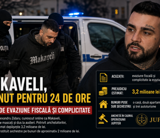 Influencerul Makaveli, reținut într-un dosar de evaziune fiscală și complicitate: ancheta vizează un prejudiciu de peste 3,2 milioane de lei, iar procurorii au pus sechestru pe case, apartamente și mașini Makaveli reținut într-un dosar de evaziune fiscală și audiat de anchetatori