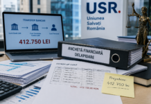 Delapidare USR: responsabilul financiar trimis în judecată după transferuri de 412.750 de lei din conturile partidului. Procurorii au pus sechestru pe un imobil delapidare USR investigată de procurori după transferuri de peste 400.000 de lei