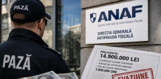 Firmă de pază din București, prinsă într-o anchetă ANAF după un circuit de aproape 15 milioane de lei: ore fictive, bani scoși din casierie și suspiciuni de salarii plătite la negru Firmă de pază din București anchetată de ANAF pentru un prejudiciu de aproape 15 milioane de lei