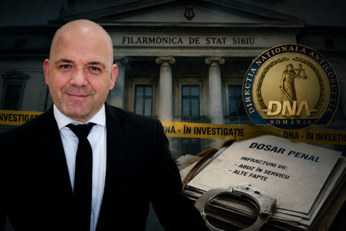 Directorul Filarmonicii de Stat Sibiu, Cristian Lupeș, ilustrat în contextul anchetei DNA privind acuzațiile formulate împotriva conducerii instituției.